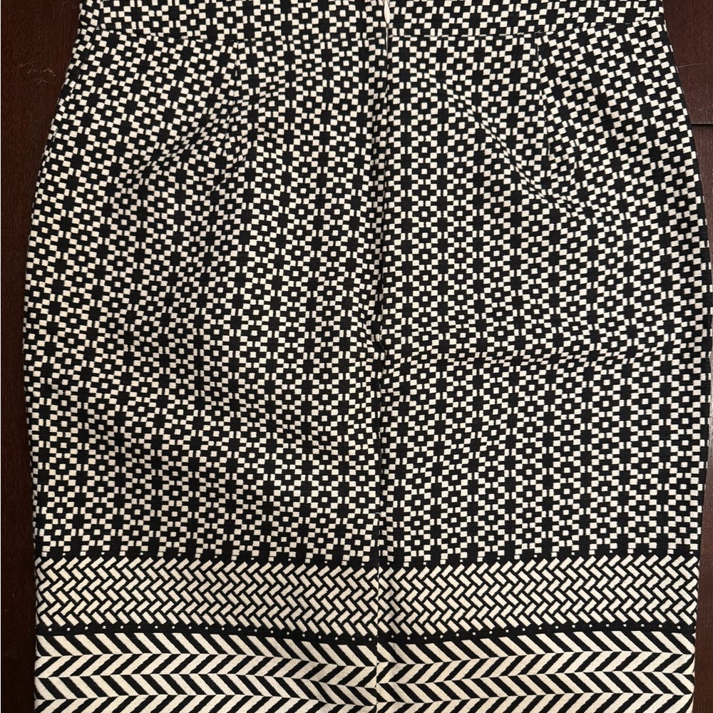 J. Crew Black and White Geometric Pencil Skirt